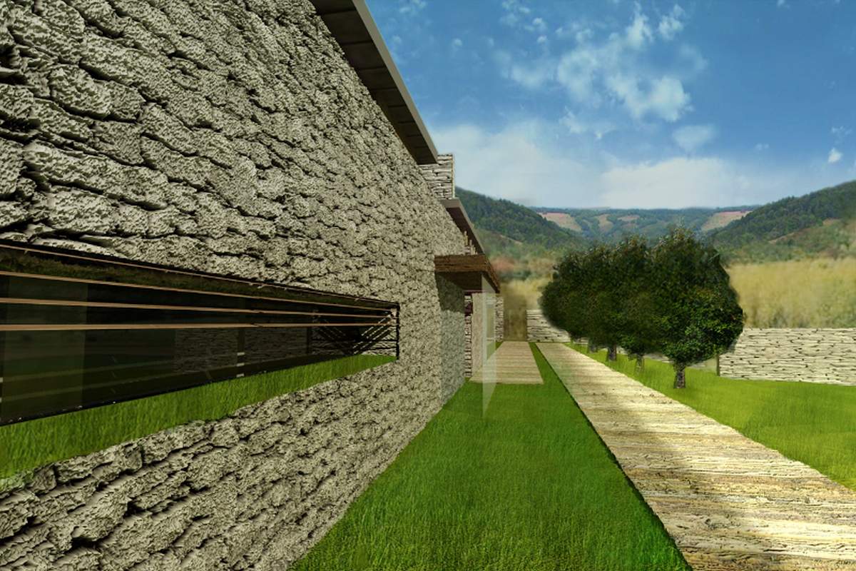 Elewacja wejściowa domu jednorodzinnego, nowoczesny układ funkcjonalny.