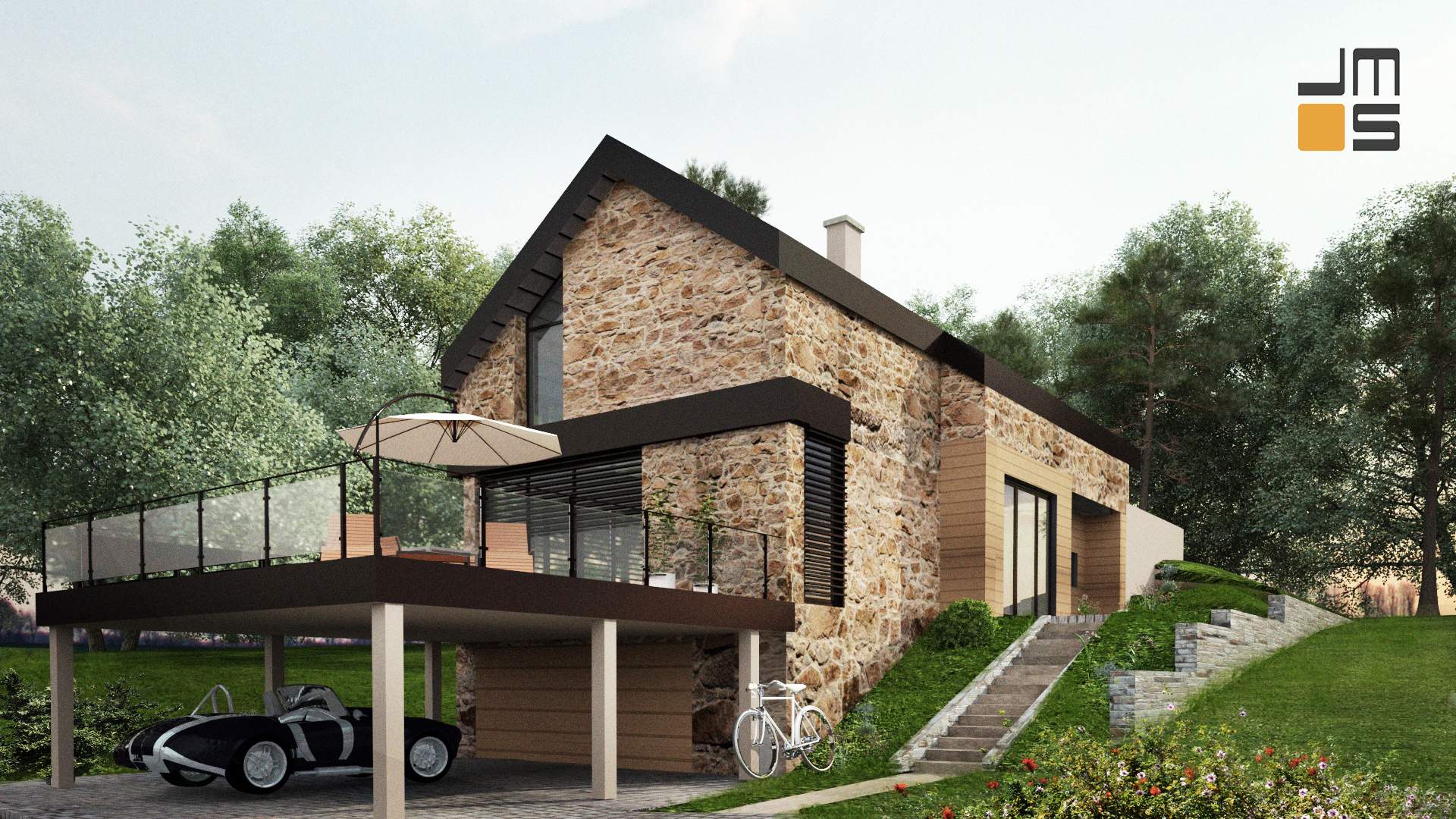 Projekt domu w górach mała działka duży spadek