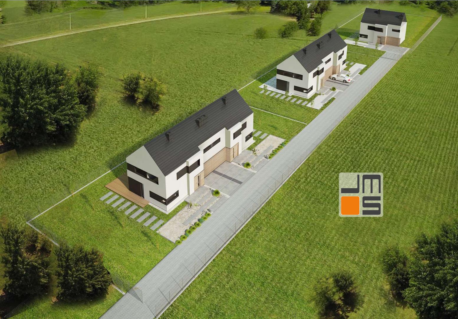 Bliźniacza zabudowa z garażem dwustanowiskowym Wieliczka