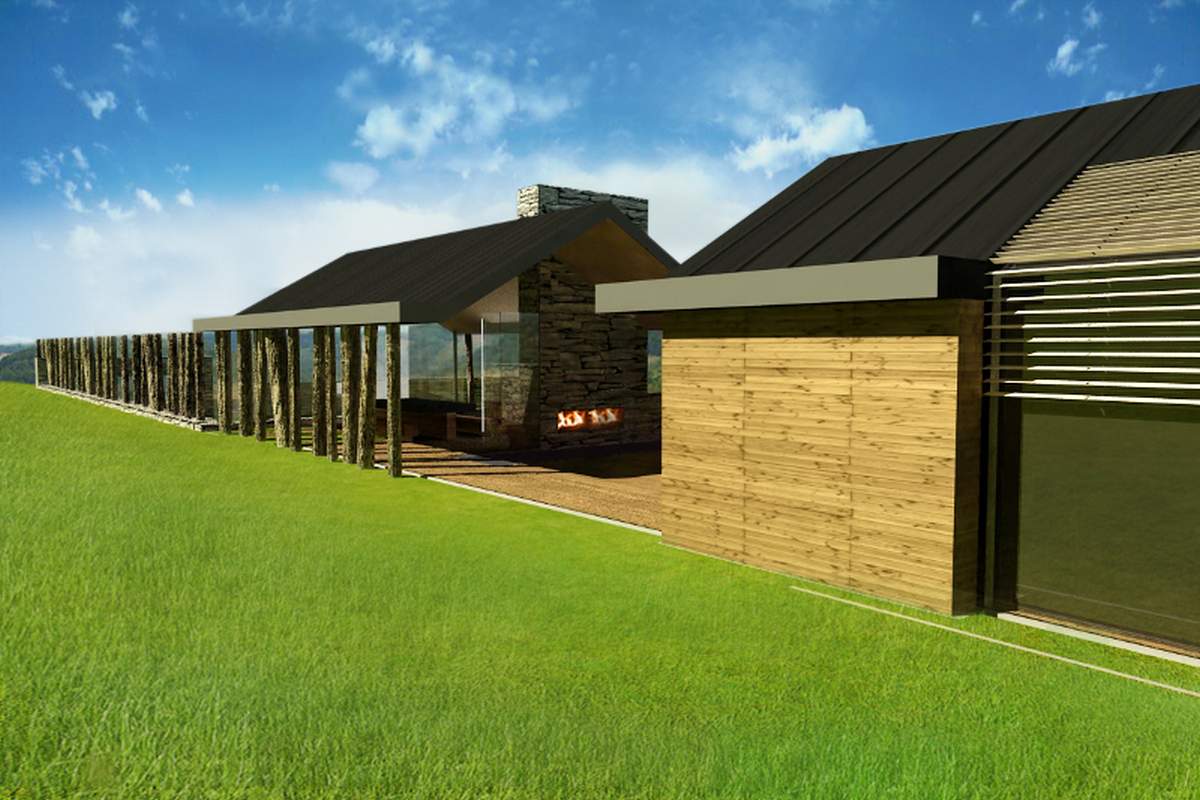 Dom jednorodzinny wpisany w krajobraz z możliwością rozbudowy i tarasem.