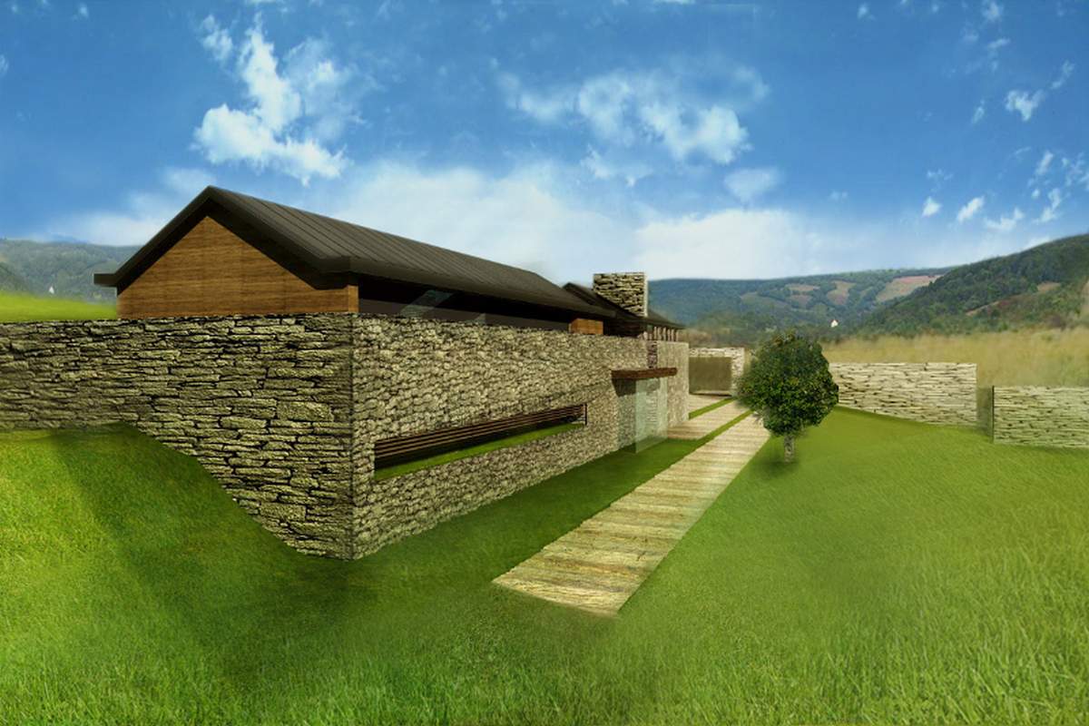 Dom na spadku terenu, zastosowanie materiałów termoizolacyjnych i rekuperacji.