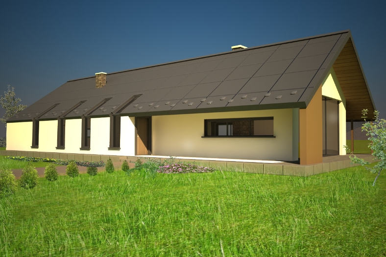 Okna kolankowe w parterowym domu jednorodzinnym