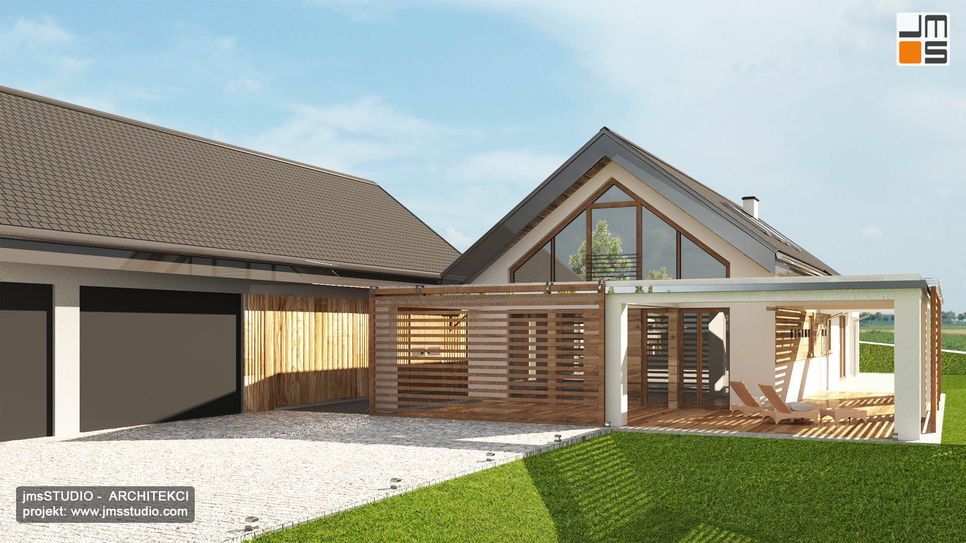 Elegancki nowoczesny i tradycyjny projekt domu na wsi na działce ze skarpą to pomysł architekt Kraków Śląsk na nowoczesny dom projekt
