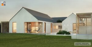 Pomysł na podświetlenie elewacji to nocna iluminacja projekt budynku rezydencja z atrium w Kraków