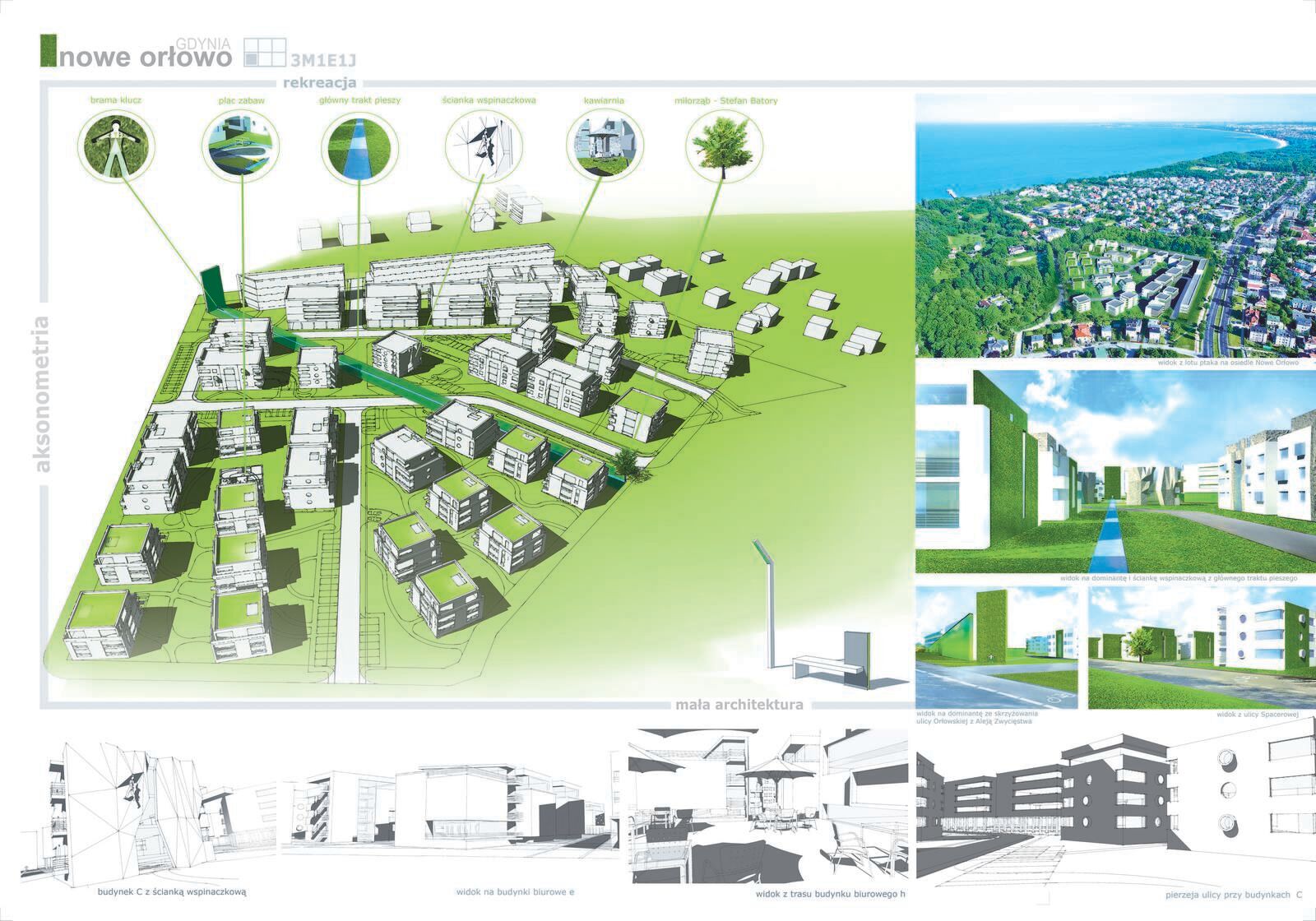 Układ urbanistyczny Nowego Orłowa z osią kompozycyjną prowadzącą do morza
