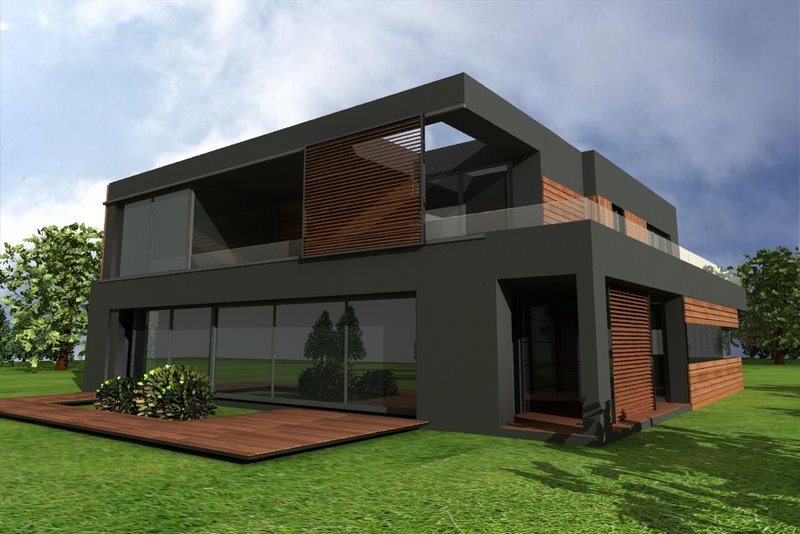 Duże okna na ogród, żaluzje zewnętrzne