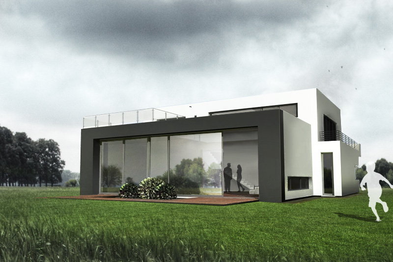 Duże okna od strony ogrodu w nowoczesnym domu