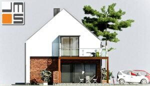 Elewacja południowa domu z dachem bez okapu