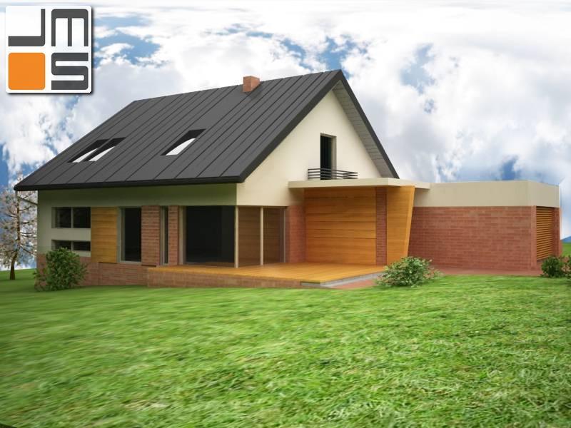 Elewacja południowa z wejściem do domu i wyjściem na taras