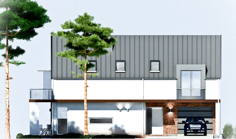 Elewacja wschodnia budynku jednorodzinnego K3