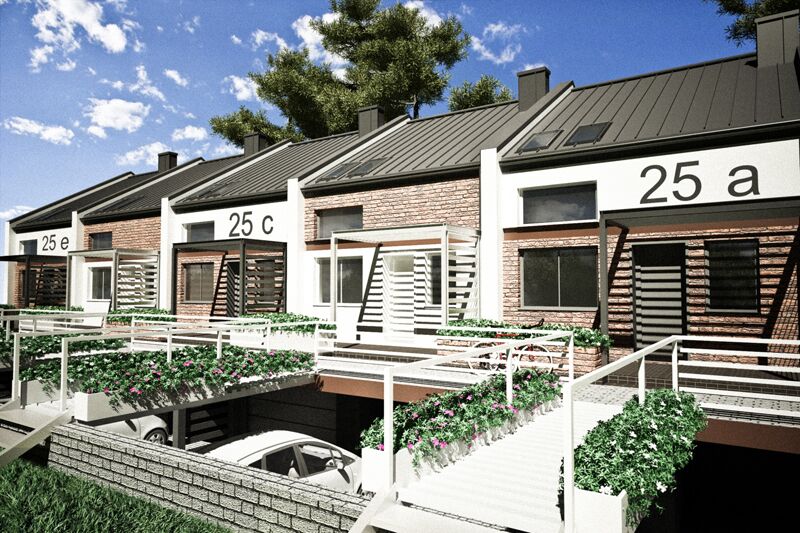 Koncepcja strefy wejściowej domów w zabudowie szeregowej