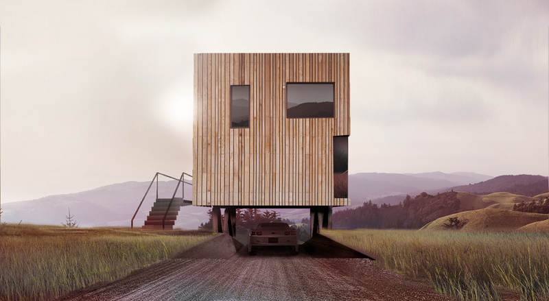 Miejsce postojowe pod budynkiem dom kontenerowy dom na wąską działkę