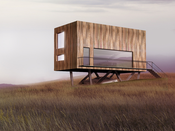 Minimalistyczny dom z kontenerów w górach nowoczesny dom z kontenerów