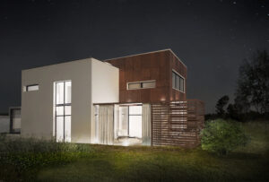 Nowoczesna elewacja domu oświetlenie budynku