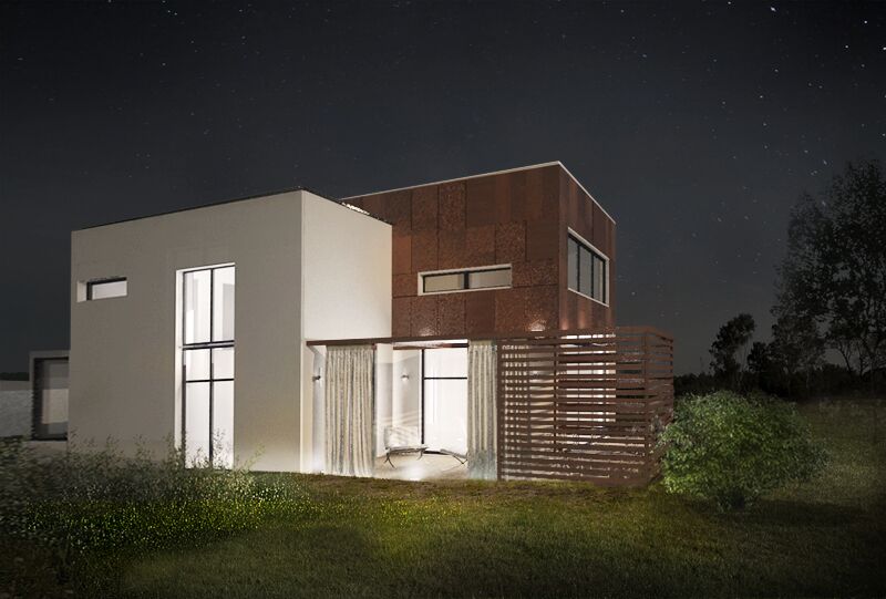 Nowoczesna elewacja domu oświetlenie budynku