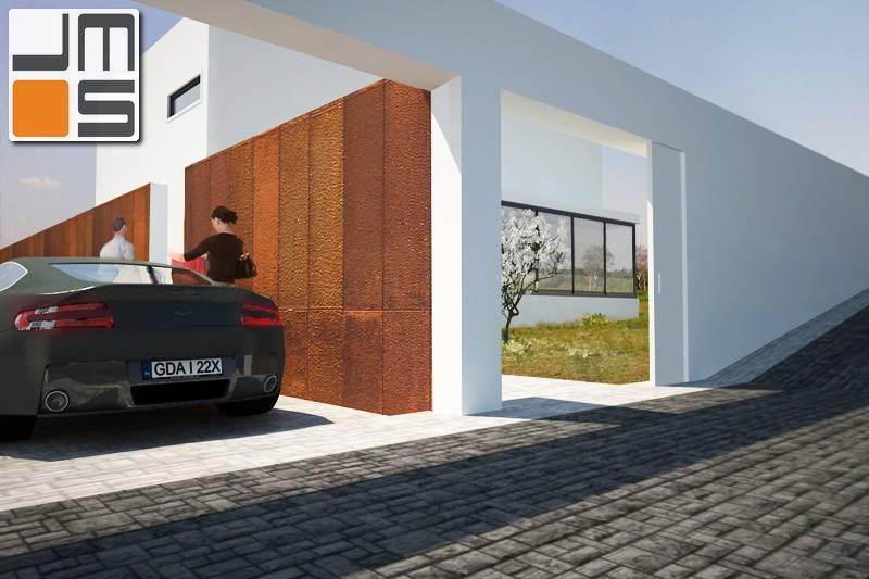 Nowoczesne ogrodzenie projekt nowoczesnego domu z płaskim dachem