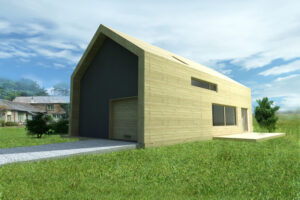 Nowoczesny dom energooszczędny z wbudowanym garażem i elewacją drewnianą