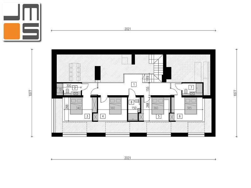 Plan funkcjonalny nowoczesnego domu jednorodzinnego poddasze