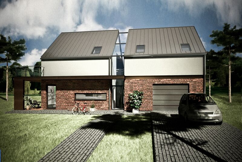 Projekt budynku jednorodzinnego z przeszkleniem wertykalnym