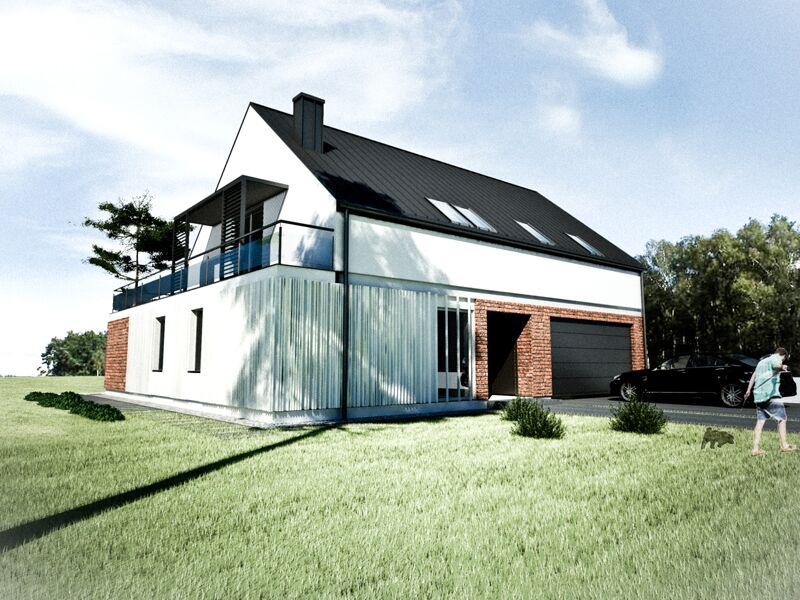 Projekt konkursowy budynku jednorodzinnego na osiedlu Gliwice Ostropa